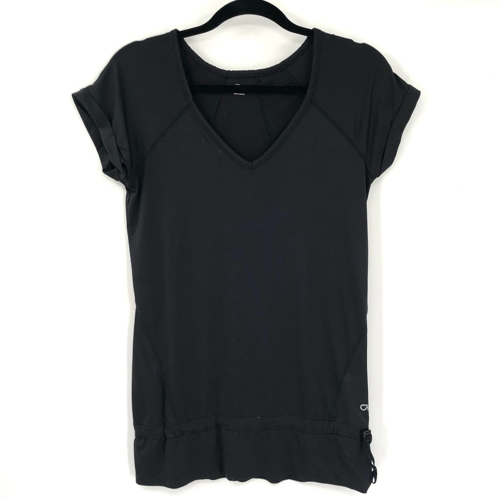 GAP FIT Black Tunic Drawstring Waist Adjustable Active Top V Neck Women S Shirt